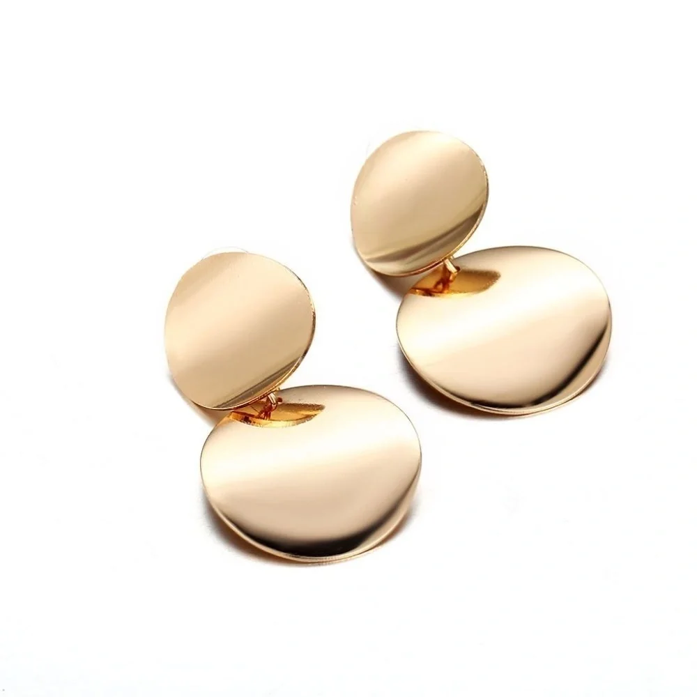 *AMARA* Gold Round Stacked Exaggerate Fashion Earrings